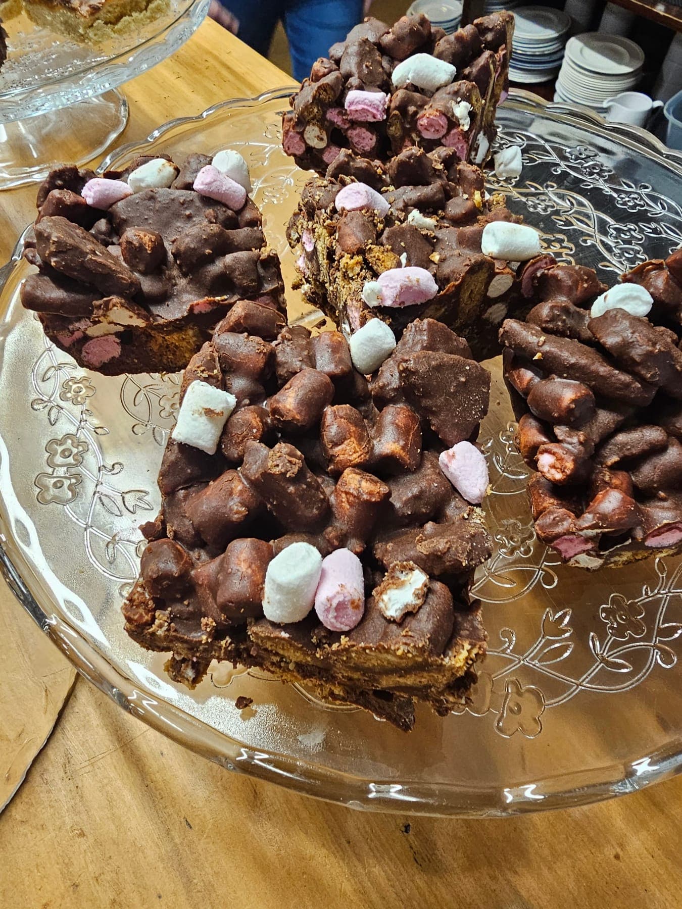 A chocolate biscuit cake made in the café kitchen